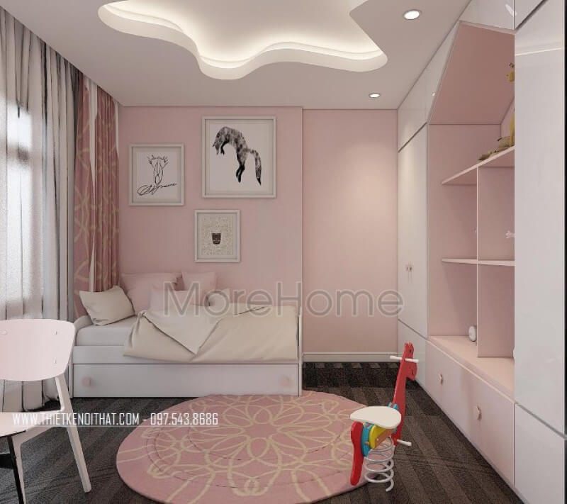 Giường ngủ hiện đại kết hợp có ngăn kéo bên dưới giúp cho con bạn vừa có không gian nghỉ ngơi thoải mái cũng như lưu trữ vật dụng cá nhân của mình ngăn nắp, gọn gàng hơn
